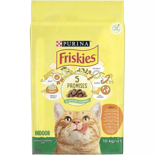 FRISKIES Indoor Csirkével és hozzáadott kerti zöldségekkel száraz macskaeledel 10kg