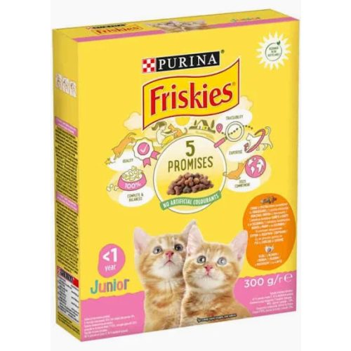 FRISKIES Junior Csirkével, tejjel és hozzáadott zöldségekkel száraz macskaeledel 300g