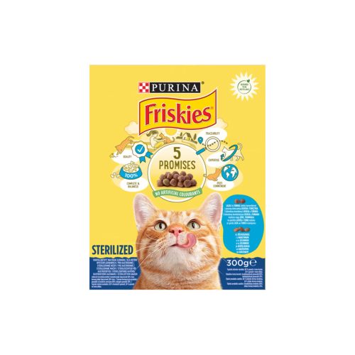 FRISKIES Стерилна суха храна за котки със сьомга и зеленчуци 300 г