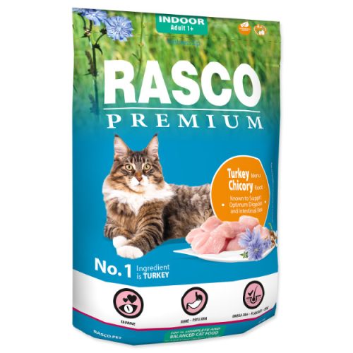 Rasco Premium száraztáp lakásban tartott macskáknak, pulyka cikoriagyökérrel 400g