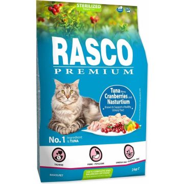   Rasco Premium száraztáp ivartalanított macskáknak, tonhal áfonyával, vizitorma kivonattal 2kg