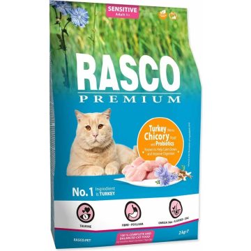   Rasco Premium száraztáp érzékeny gyomrú macskáknak, pulya cikóriagyökérrel lactobacillusokkal 2kg