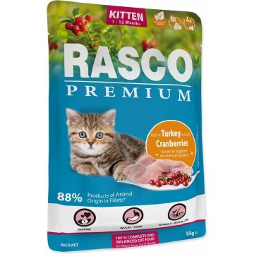   Rasco Premium alutasakos kölyök macskáknak, pulya áfonyával 85g