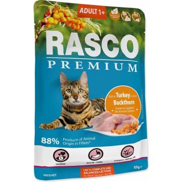   Rasco Premium alutasakos felnőtt macskáknak, pulya homoktövissel 85g