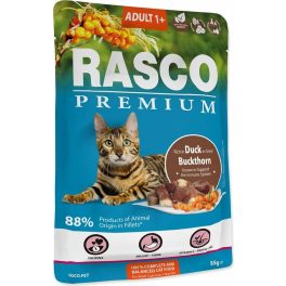   Rasco Premium alutasakos felnőtt macskáknak, kacsa homoktövissel 85g