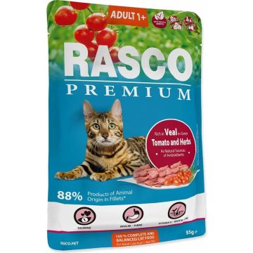   Rasco Premium alutasakos felnőtt macskáknak, borjú gyógynövényekkel 85g