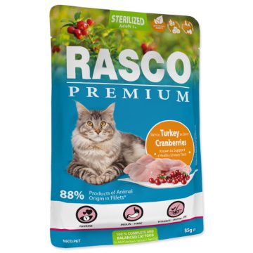   Rasco Premium alutasakos ivartalanított macskáknak, pulya áfonyával 85g