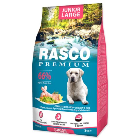Rasco Premium szárazeledel kölyök- junior, nagy fajtájú kölyökkutyák számára, 3kg