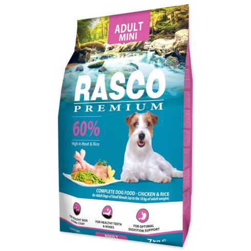 RASCO Premium száraztáp kisebb termetű felnőtt kutyák számára csirkehússal és rizzsel 7kg