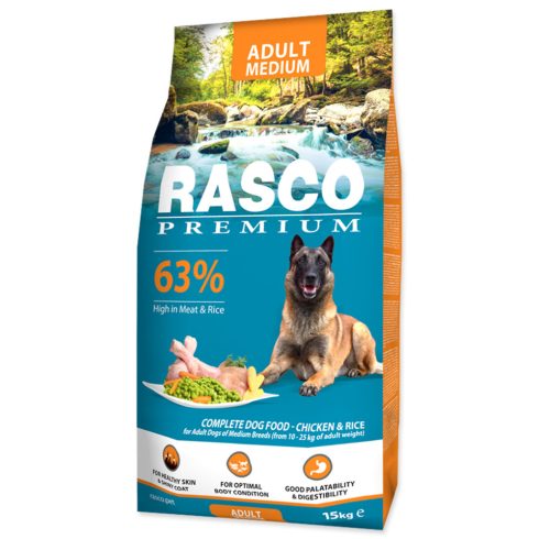 RASCO Premium szárazeledel csirkével és rizzsel közepes méretű felnőtt kutyáknak 15kg