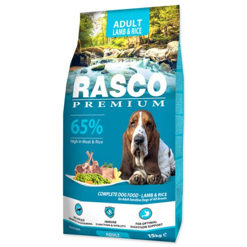 RASCO Premium száraz kutyatáp érzékeny emésztőrendszerű kutyáknak bárányhússal és rizzsel, 15 kg