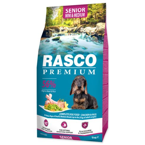 RASCO Premium száraztáp idősebb, kis- és közepes testű kutyáknak, 1kg