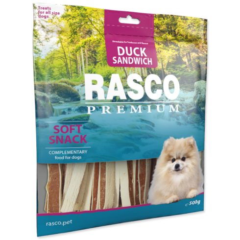 RASCO PREMIUM kacsa szendvics- jutalomfalat kutyáknak 500gr