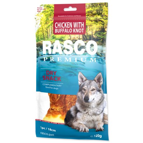 Rasco Premium csomós nyersbőr tekercs csirkével 120g, 18 cm-es