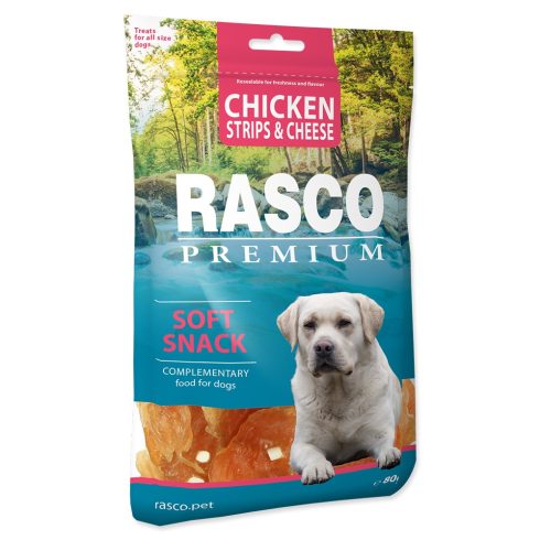 RASCO Premium csirke csíkok sajttal- jutalomfalat kutyáknak 80gr