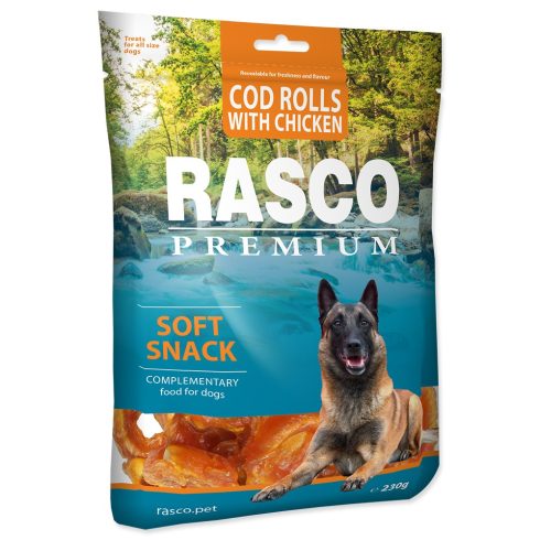 RASCO Premium tőkehal karikák csirkehússal- jutalomfalat kutyáknak 230gr