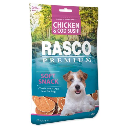RASCO Premium csirke és tőkehal szusi- jutalomfalat kutyáknak 80gr