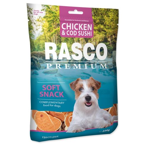 RASCO Premium csirke és tőkehal szusi- jutalomfalat kutyáknak 230gr