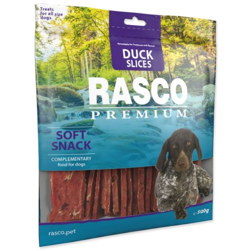 RASCO PREMIUM Kacsahús szeletek- jutalomfalatok kutyáknak 500gr
