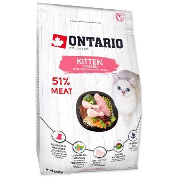   ONTARIO száraztáp kölyök és vemhes macskáknak csirkével 400gr