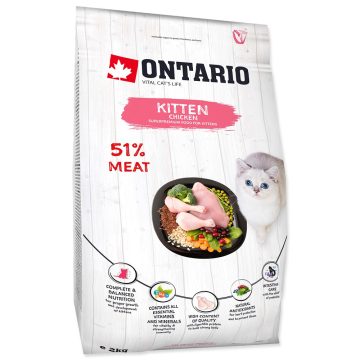   ONTARIO száraztáp kölyök és vemhes macskáknak csirkével 2 kg