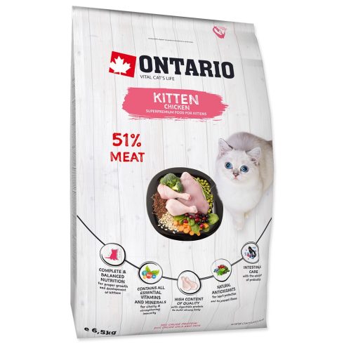 ONTARIO száraztáp kölyök és vemhes macskáknak csirkével 6,5kg