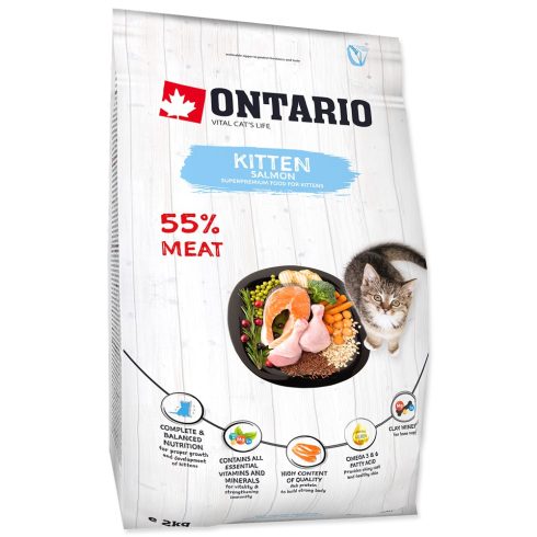 ONTARIO száraztáp kölyök és vemhes macskáknak lazaccal 2kg