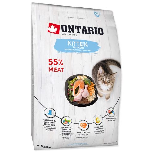 ONTARIO száraztáp kölyök és vemhes macskáknak lazaccal 6,5kg