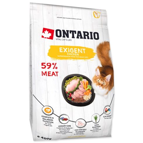 ONTARIO száraztáp válogatós macskáknak 400gr