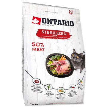   ONTARIO száraztáp ivartalanított macskáknak báránnyal 2kg