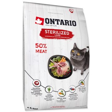   ONTARIO száraztáp ivartalanított macskáknak báránnyal 6,5kg