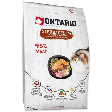   ONTARIO száraztáp 7 évesnél idősebb, ivartalanított macskáknak 6,5kg