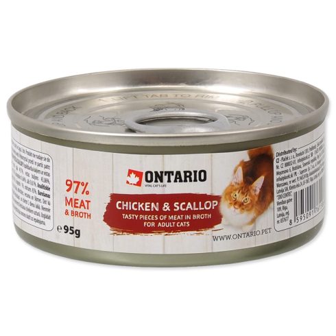 ONTARIO macska konzerv csirke darab és fésűkagyló 95g