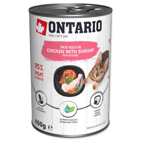 Ontario konzerv kölyök csirke garnélarákkal és  homoktövissel 400g