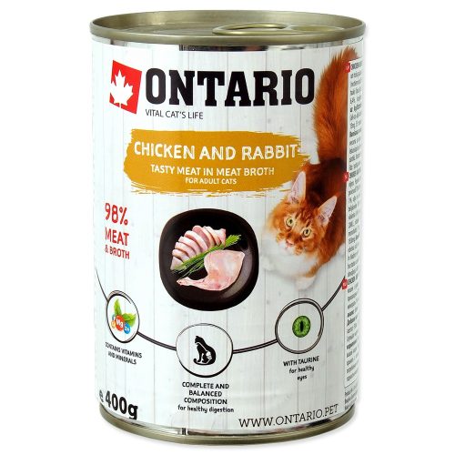 ONTARIO felnőtt macska konzerv csirkével és nyúllal 400gr