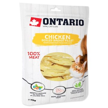   ONTARIO főtt csirkemell filé jutalomfalatok macskáknak 70gr