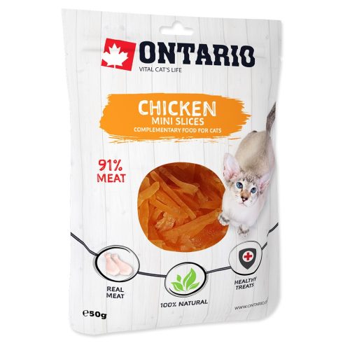 ONTARIO mini csirke szeletek-jutalomfalat macskáknak 50gr