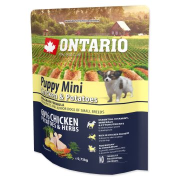 Ontario Puppy Mini csirke és gyógynövények 0,75 kg