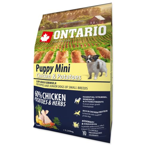 ONTARIO száraztáp kölyök,kistestű kutyáknak csirkével és burgonyával 2,25kg