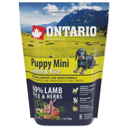 Ontario Puppy Mini bárány és rizs 0,75 kg