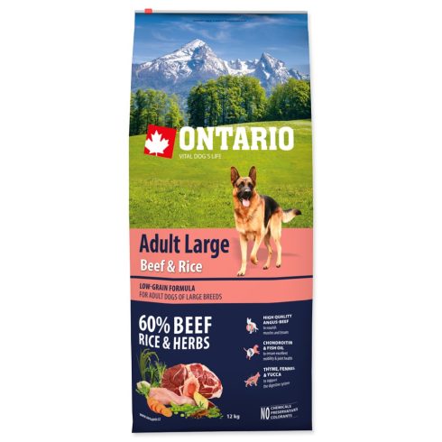 ONTARIO száraztáp felnőtt, nagytestű kutyáknak marhával és rizzsel 12kg