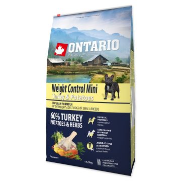   ONTARIO súlykontroll száraztáp kistestű kutyáknak pulykával és burgonyával 6,5kg