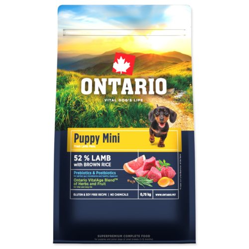 Ontario Kölyök kis testű kutyaeledel bárányhús és barna rizs 0,75 kg