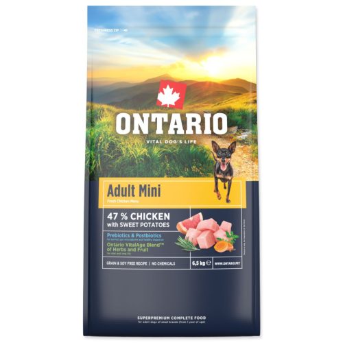 Ontario Felnőtt kis testű kutyaeledel csirkehús és édesburgonya 6,5 kg