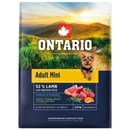   Ontario Felnőtt kis testű kutyaeledel bárányhús és barna rizs 2,25 kg
