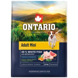   Ontario Felnőtt kis testű kutyaeledel hal és barna rizs 2,25 kg