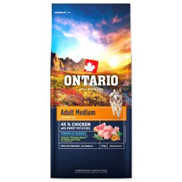   Ontario Felnőtt közepes testű kutyaeledel csirkehús és édesburgonya 12 kg