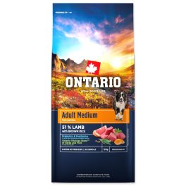   Ontario Felnőtt közepes testű kutyaeledel bárányhús és barna rizs 12 kg