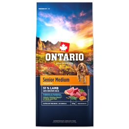   Ontario Senior közepes testű kutyaeledel bárányhús és barna rizs 12 kg