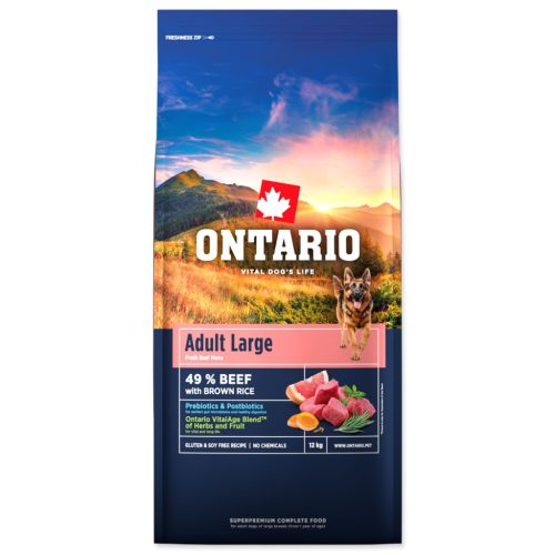 Ontario Felnőtt nagytestű kutyaeledel marhahús és barna rizs 12 kg